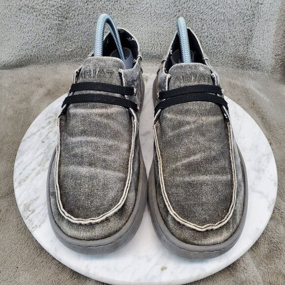 Ariat Shoes Mens 7 Hilo Stretch Gray Loafer Canvas Fabric Casual Slip-On - Picture 4 of 9